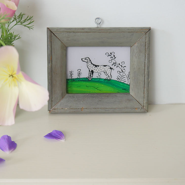 BLACK & WHITE DOG 3 Indian glass painting