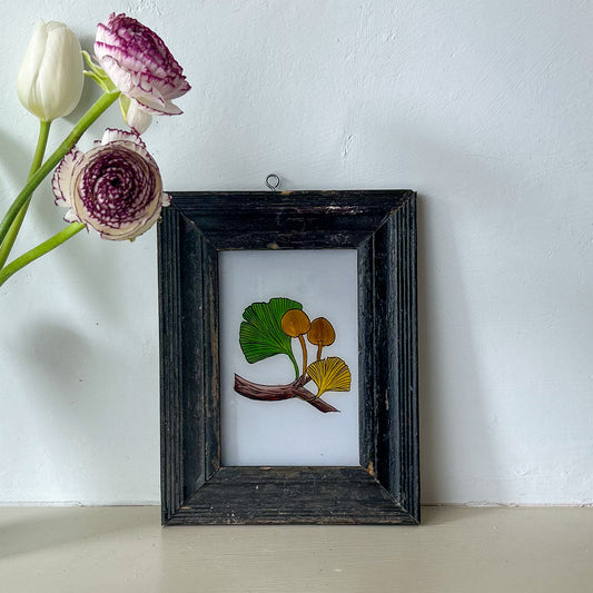 INDIAN-GLASS-REVERSE-PAINTING-HAND-PAINTED-ART-PICTURE-MUSHROOM