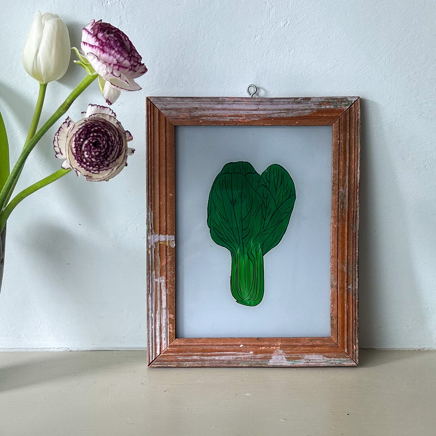 INDIAN-GLASS-REVERSE-PAINTING-HAND-PAINTED-ART-PICTURE-PAK-CHOI