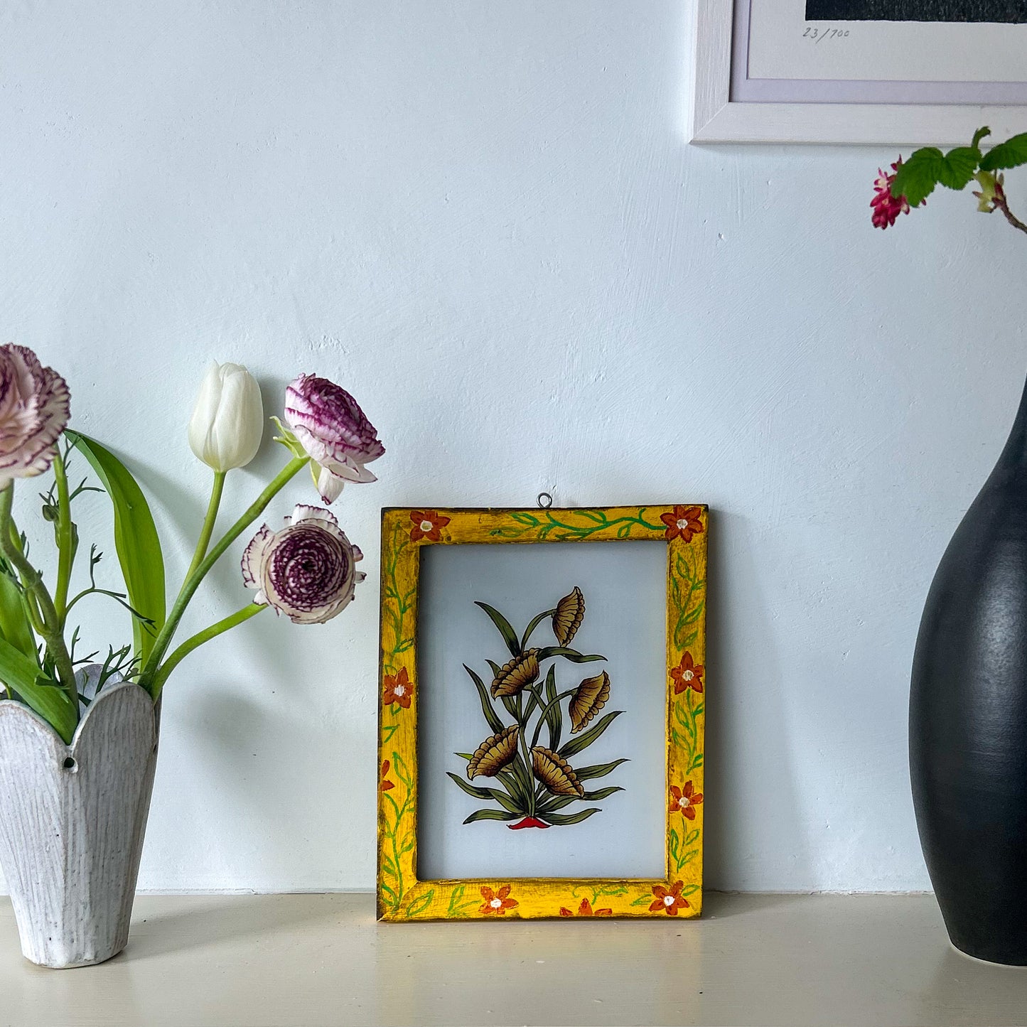 INDIAN-GLASS-REVERSE-PAINTING-HAND-PAINTED-ART-PICTURE-FLOWER-PAINTED-FRAME