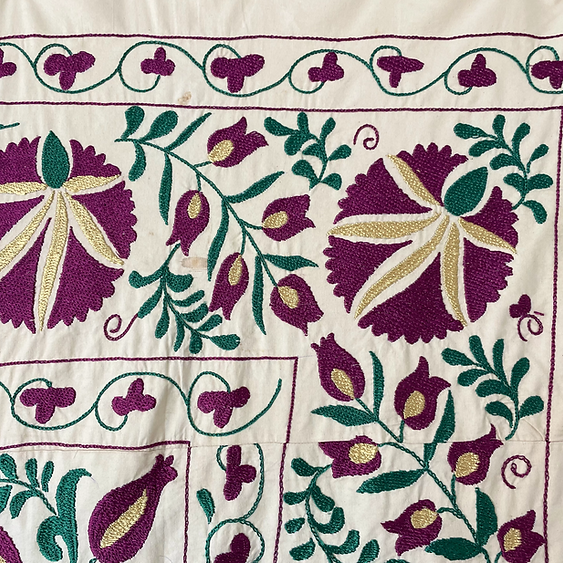 PURPLE, EMERALD AND GOLD vintage suzani