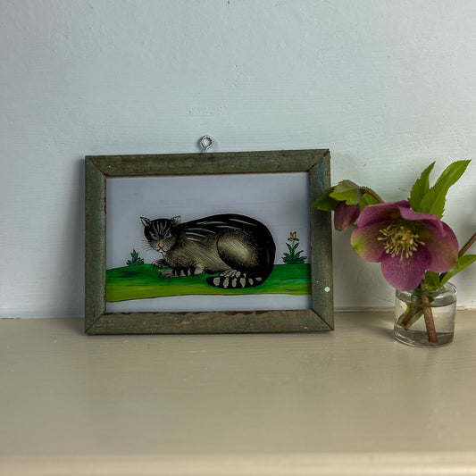 indian-glass-painting-cat-handpainted-indian-glass painting-small