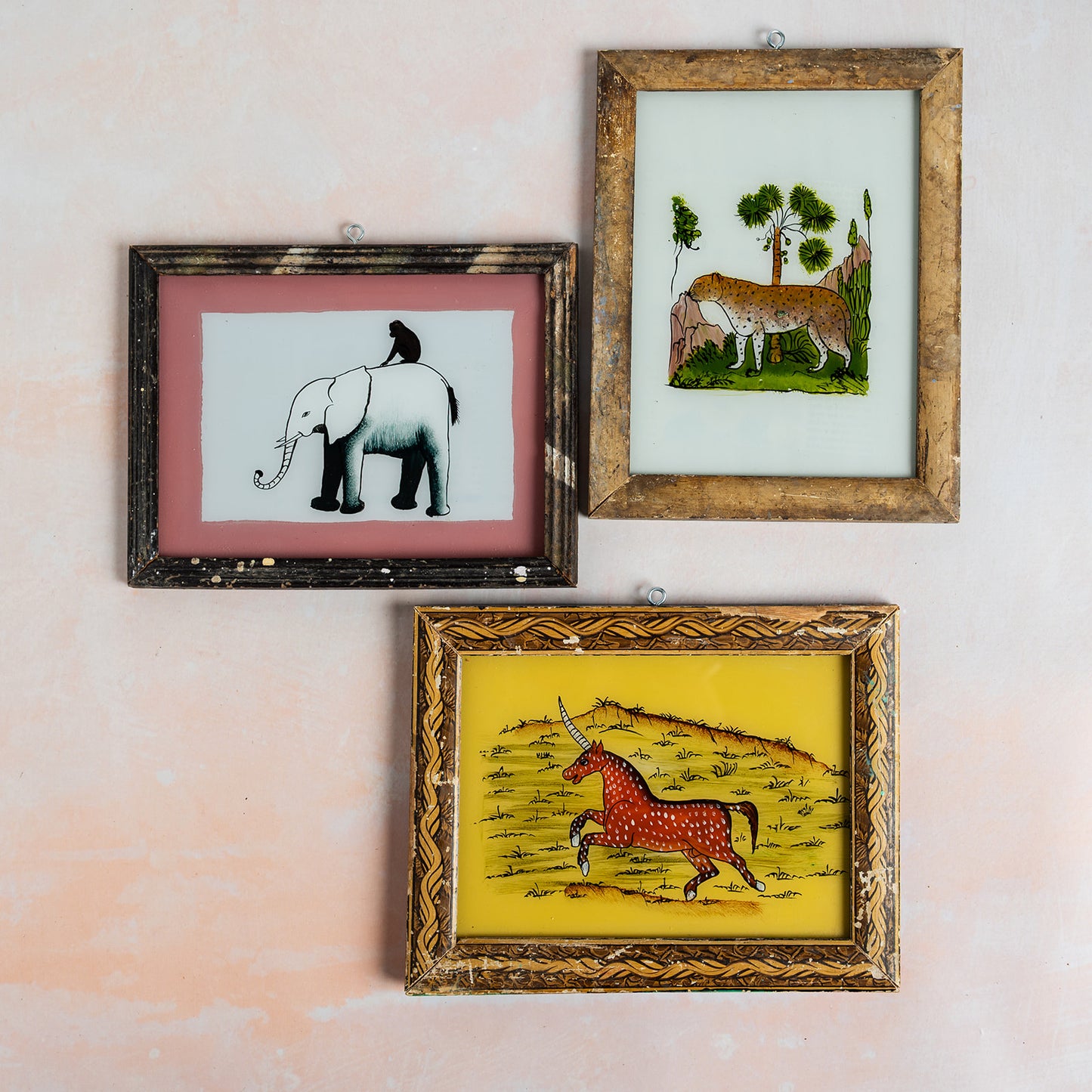 Medium Indian Glass Painting Collection x 3