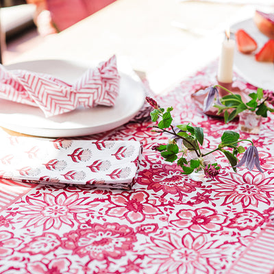 NEW MEADOW CORAL hand block printed runner