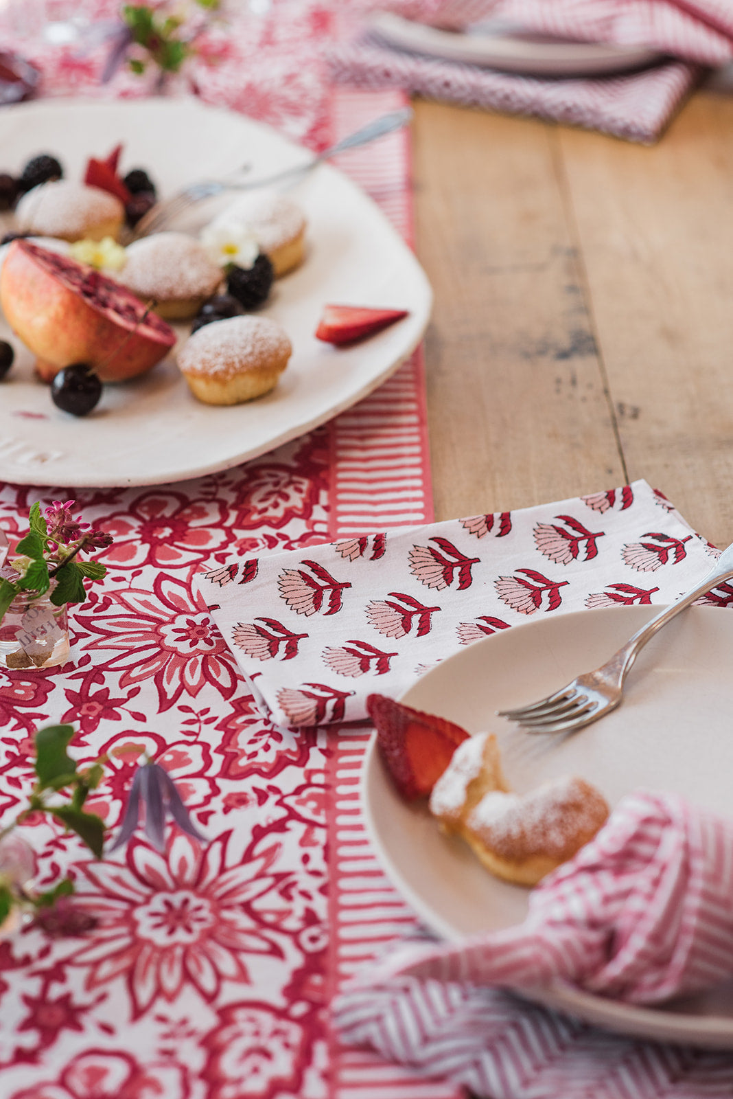 NEW MEADOW CORAL hand block printed runner