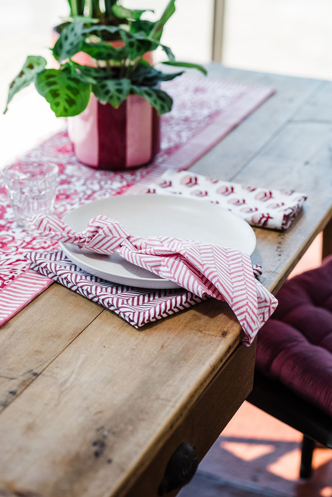 NEW MEADOW CORAL hand block printed runner