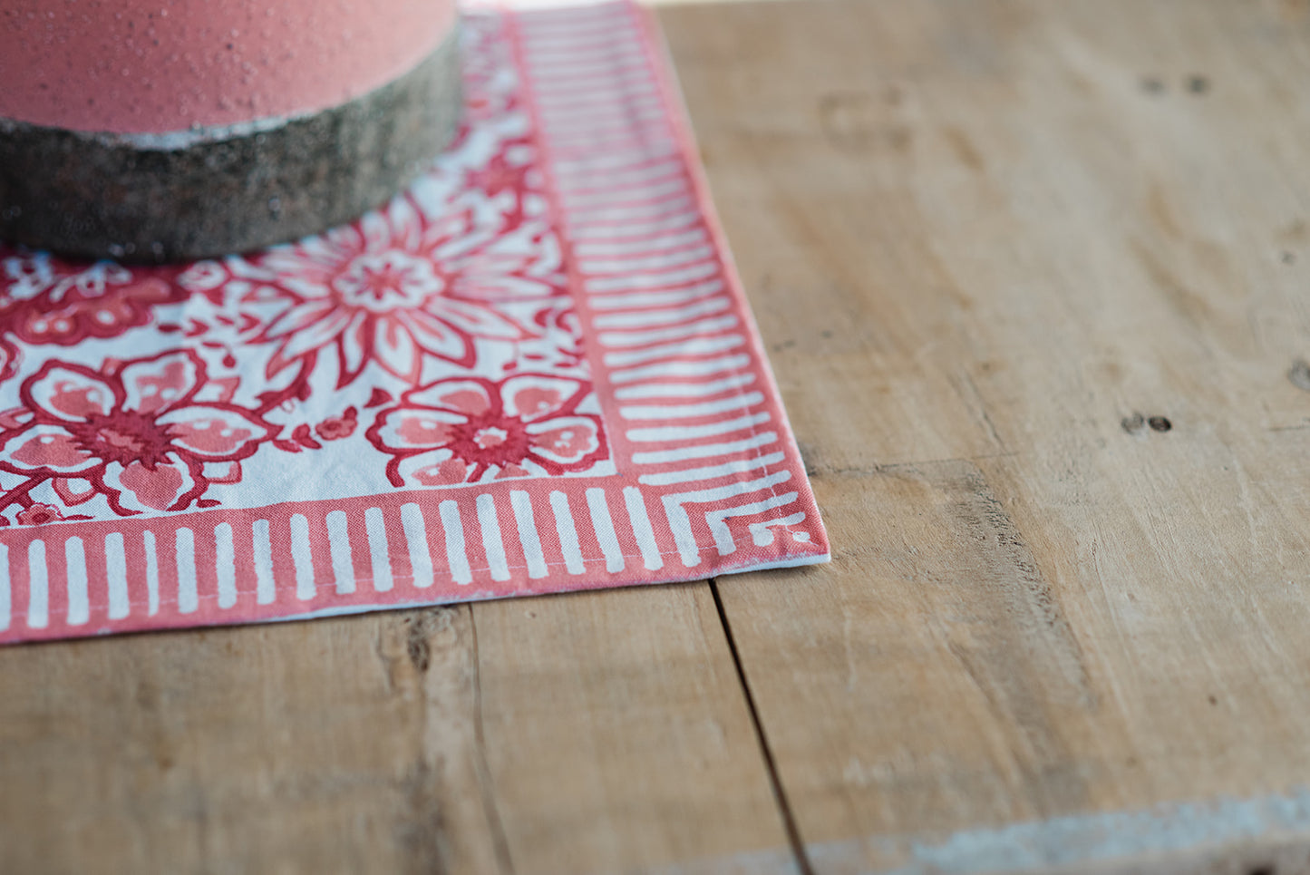NEW MEADOW CORAL hand block printed runner