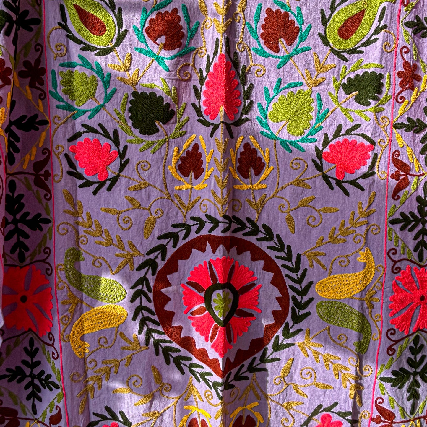 suzani-stitched-wall-hanging-bedspread-traditional-colours-lilac-detail-pattern