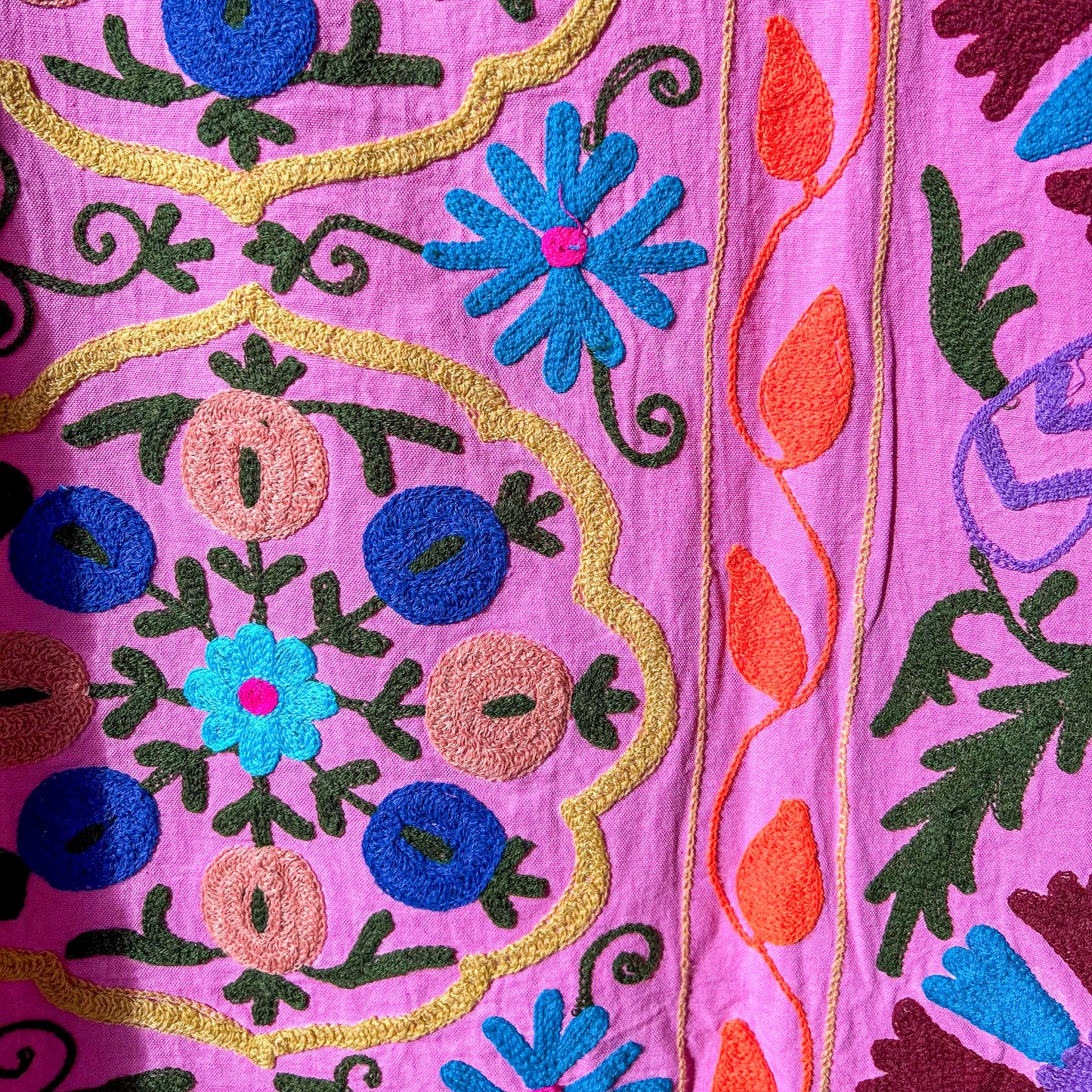 suzani-stitched-wall-hanging-bedspread-bright-pink-traditional-colours-detail-pattern-detail