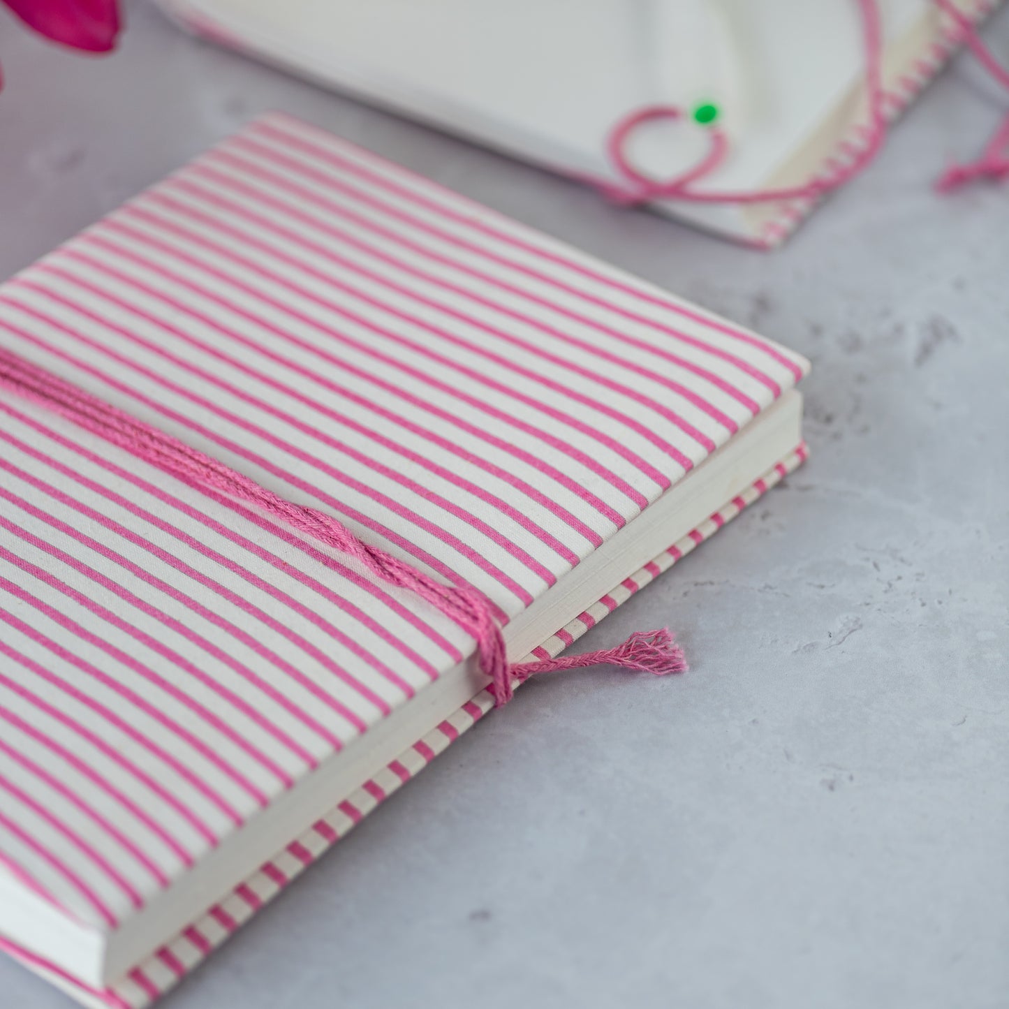 constance-and-denny-notebook-block-printed-handmade-paper-pink-stripe-detail