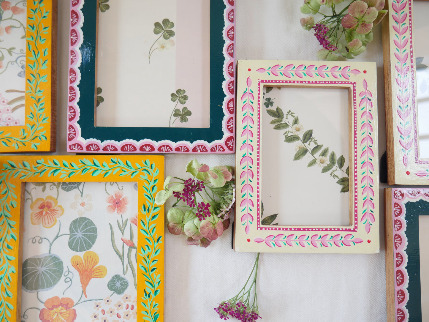 hand-painted-picture-frame-blue-green-decorative-art-artisan-7x5-size-6x4
