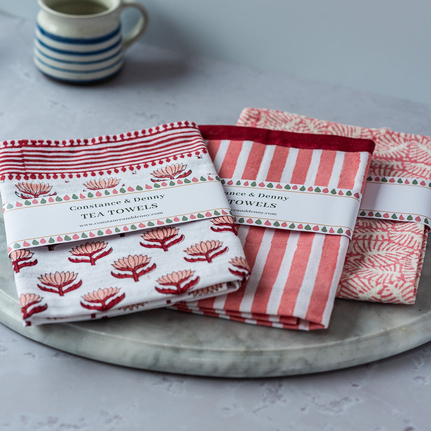 lotus-flower-stripe-eaf-block-printed-cherry-pink-tea-towel