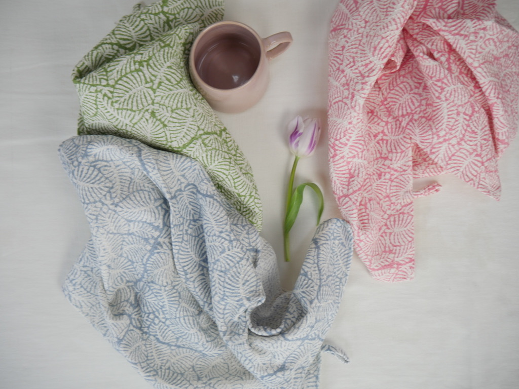 Hand block printed tea towels