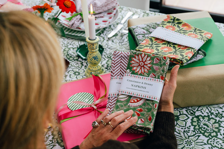 napkins for gifting. block printed
