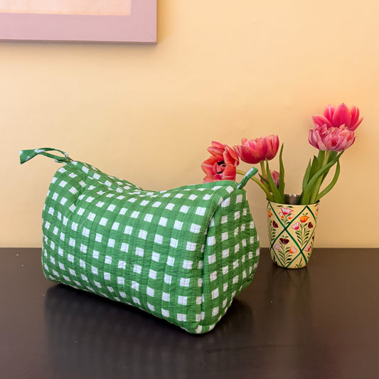 EMERALD CHECK cosmetic bag