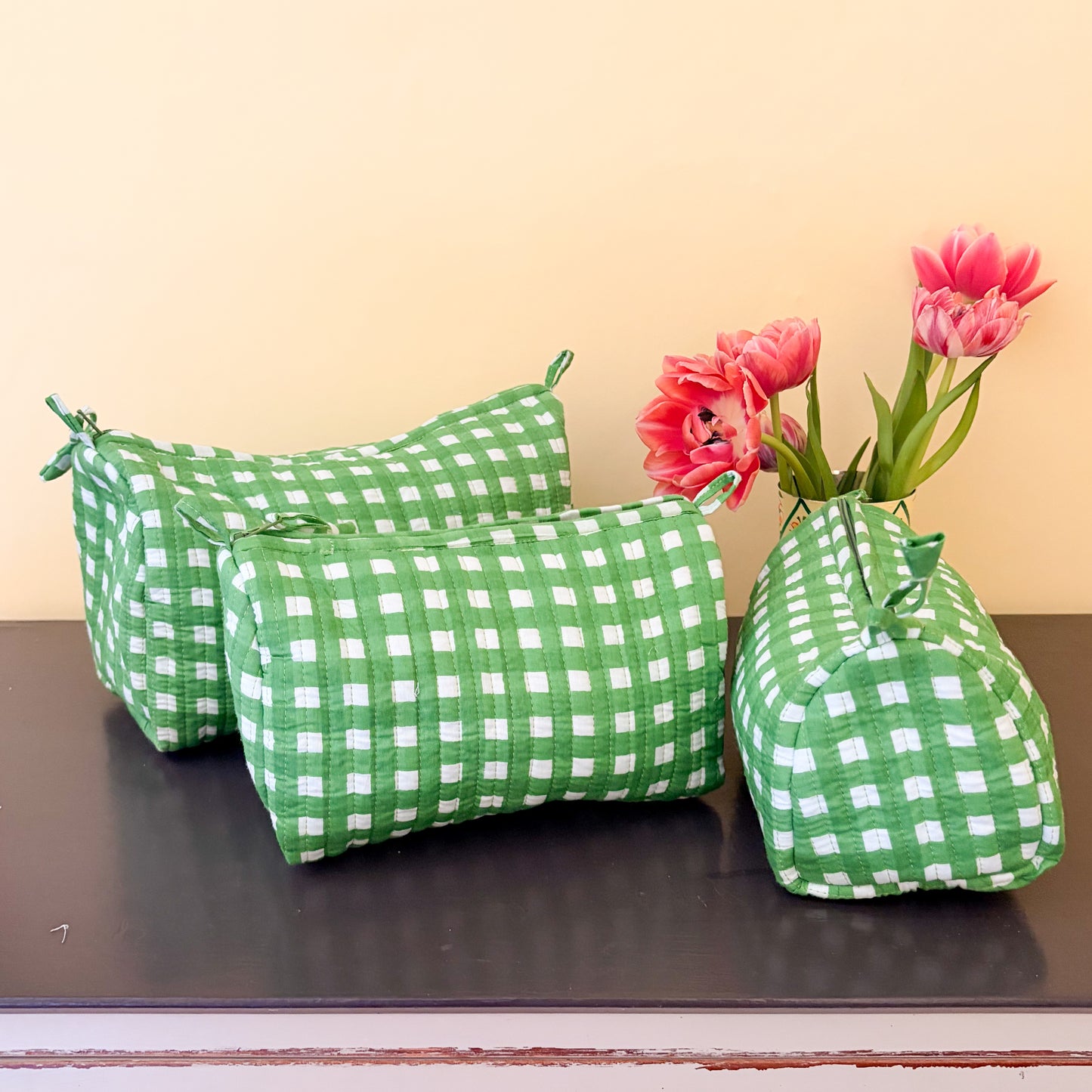 EMERALD CHECK cosmetic bag