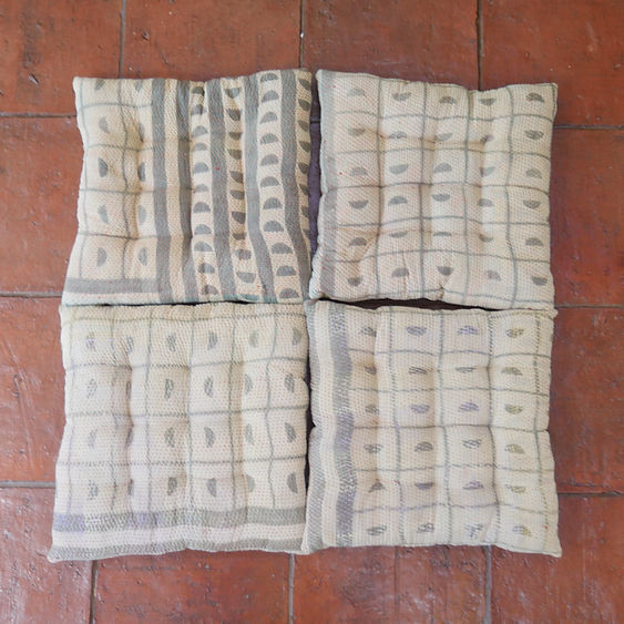 ABSTRACT GREY AND NATURAL seat pads x 4