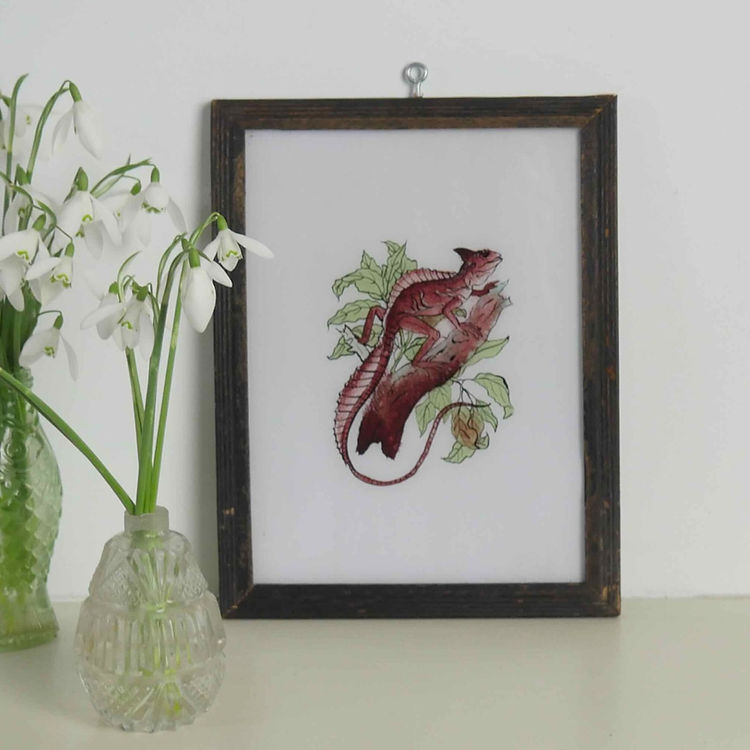 BASILISK LIZARD Indian glass painting