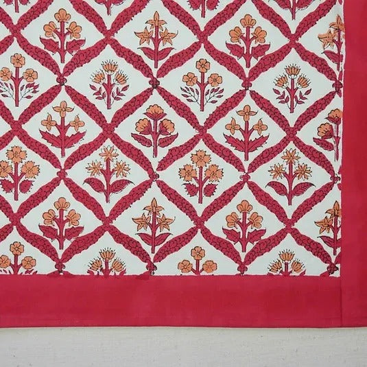 BERRY TRELLIS hand block printed tablecloth