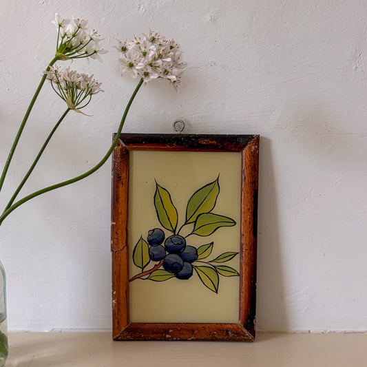 BLUEBERRIES 2 INDIAN GLASS PAINTING