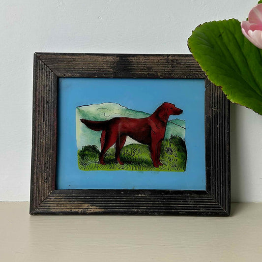 BROWN DOG Indian glass painting