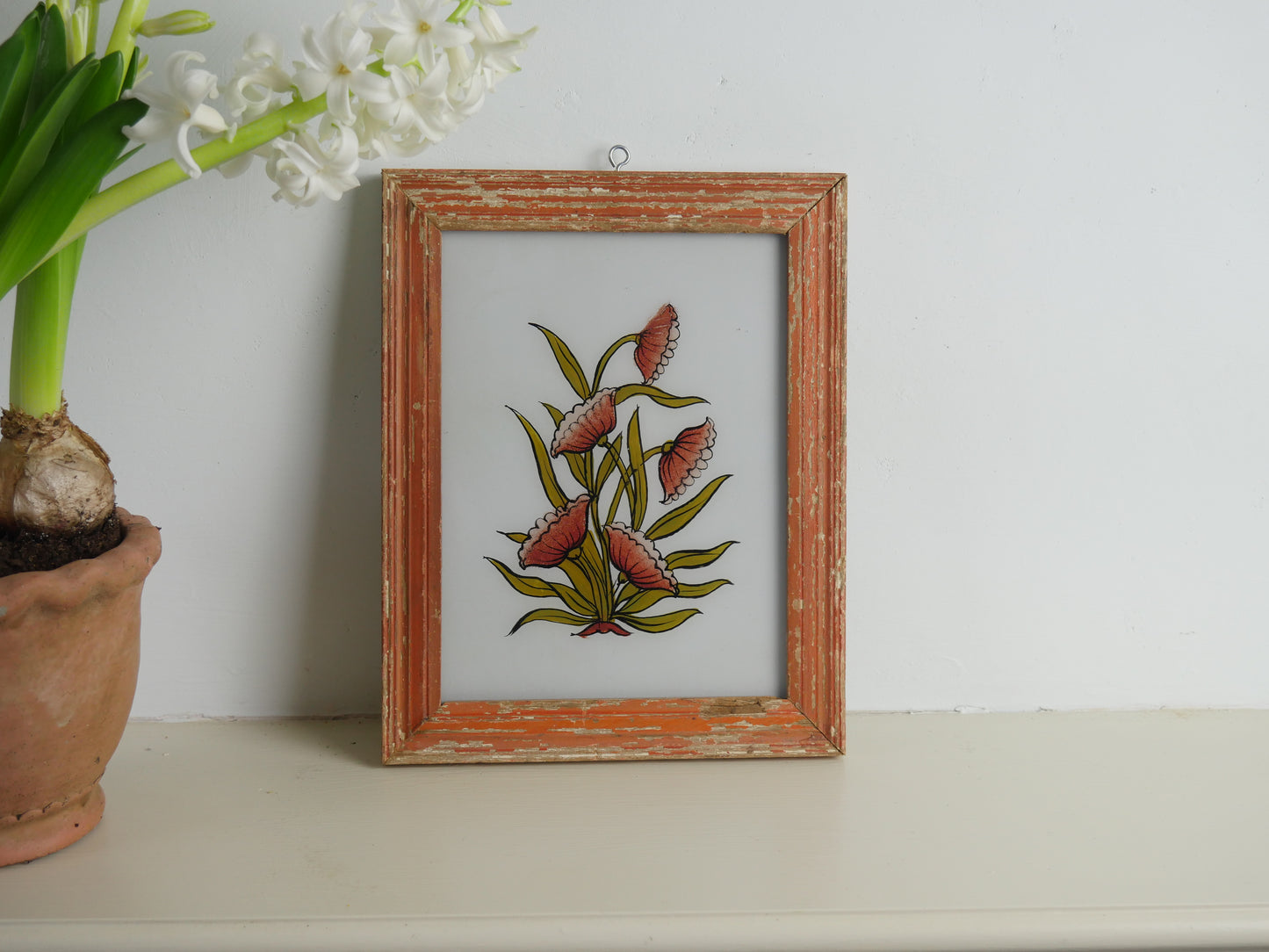 PEACH FLOWER Indian glass painting