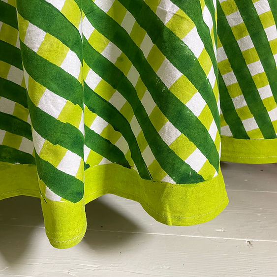 CHECK MATE LEAF block hand block printed round tablecloth