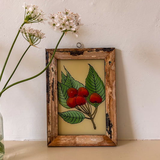 CHERRIES INDIAN GLASS PAINTING
