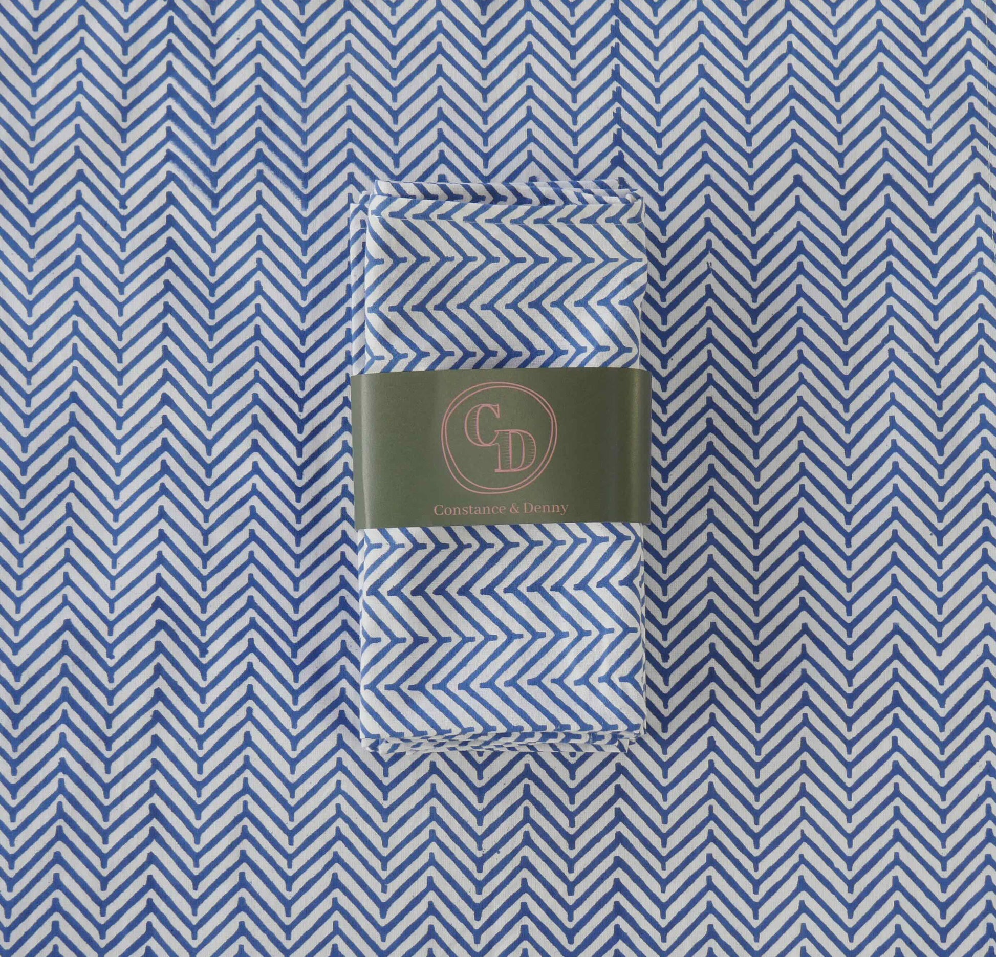 CHEVRON COBALT set of 6 cotton napkins