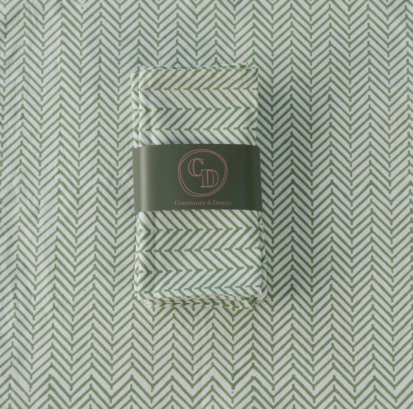 CHEVRON GREEN set of 6 cotton napkins