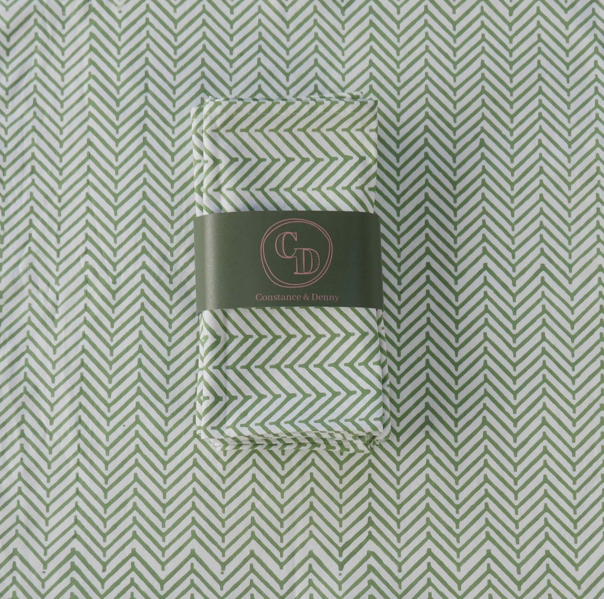 CHEVRON GREEN set of 6 cotton napkins