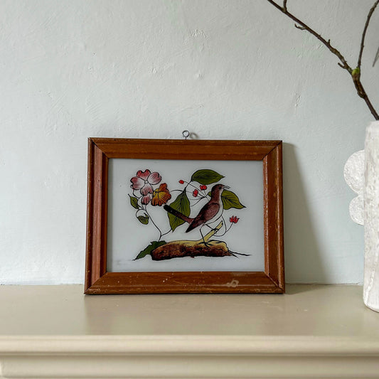 INDIAN-PAINTING-ART-REVERSE-GLASS-HANDPAINTED-BIRD-BRANCH