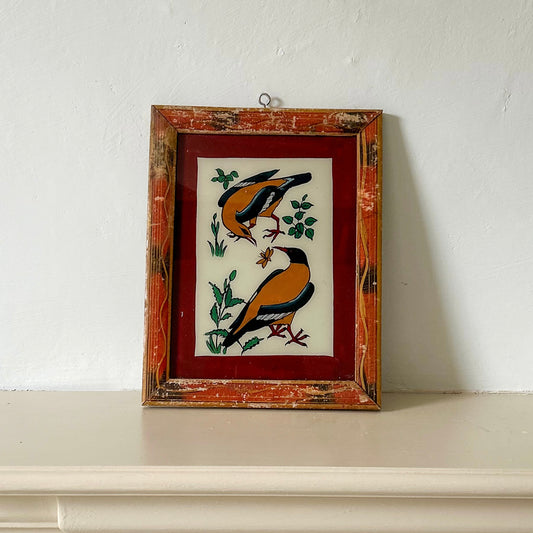 INDIAN-PAINTING-ART-REVERSE-GLASS-HANDPAINTED-BIRD-PAIR-medium