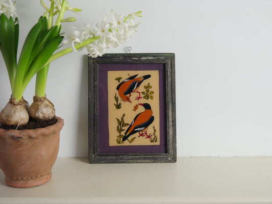 DANCING BIRDS 
reverse painting
hand painted
glass painting