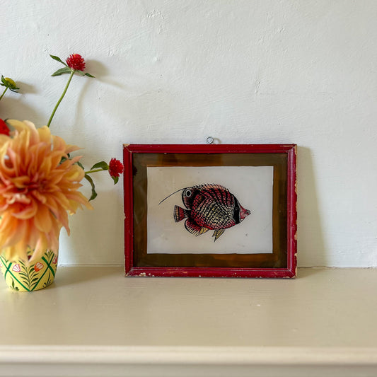 RED FISH Indian glass painting