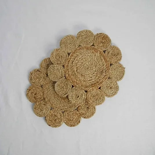 FLOWER CIRCLES pair of jute placemats