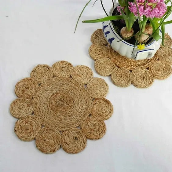 FLOWER CIRCLES pair of jute placemats