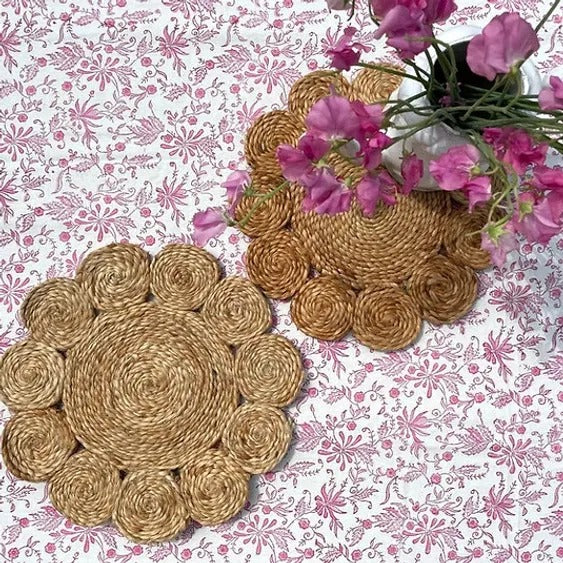 FLOWER CIRCLES pair of jute placemats