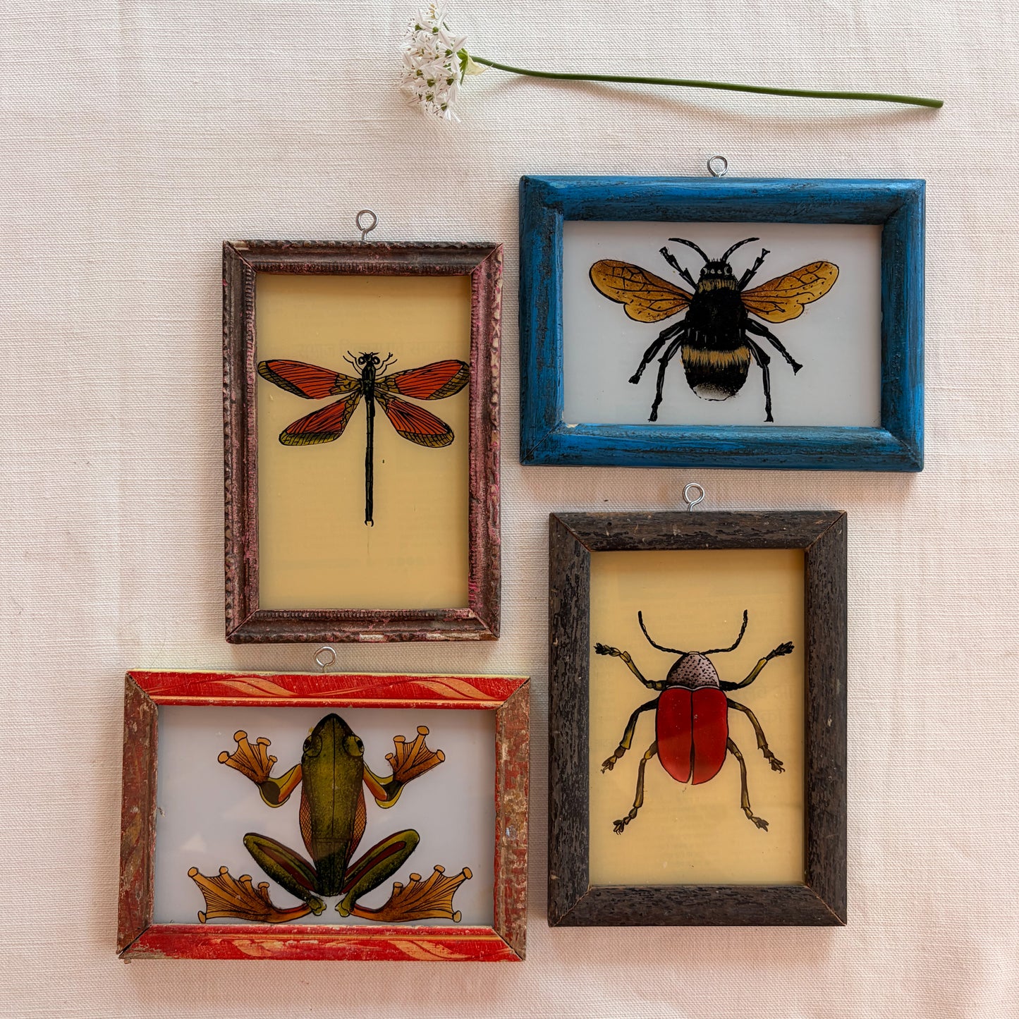 Small Indian Glass Painting Collection x 4