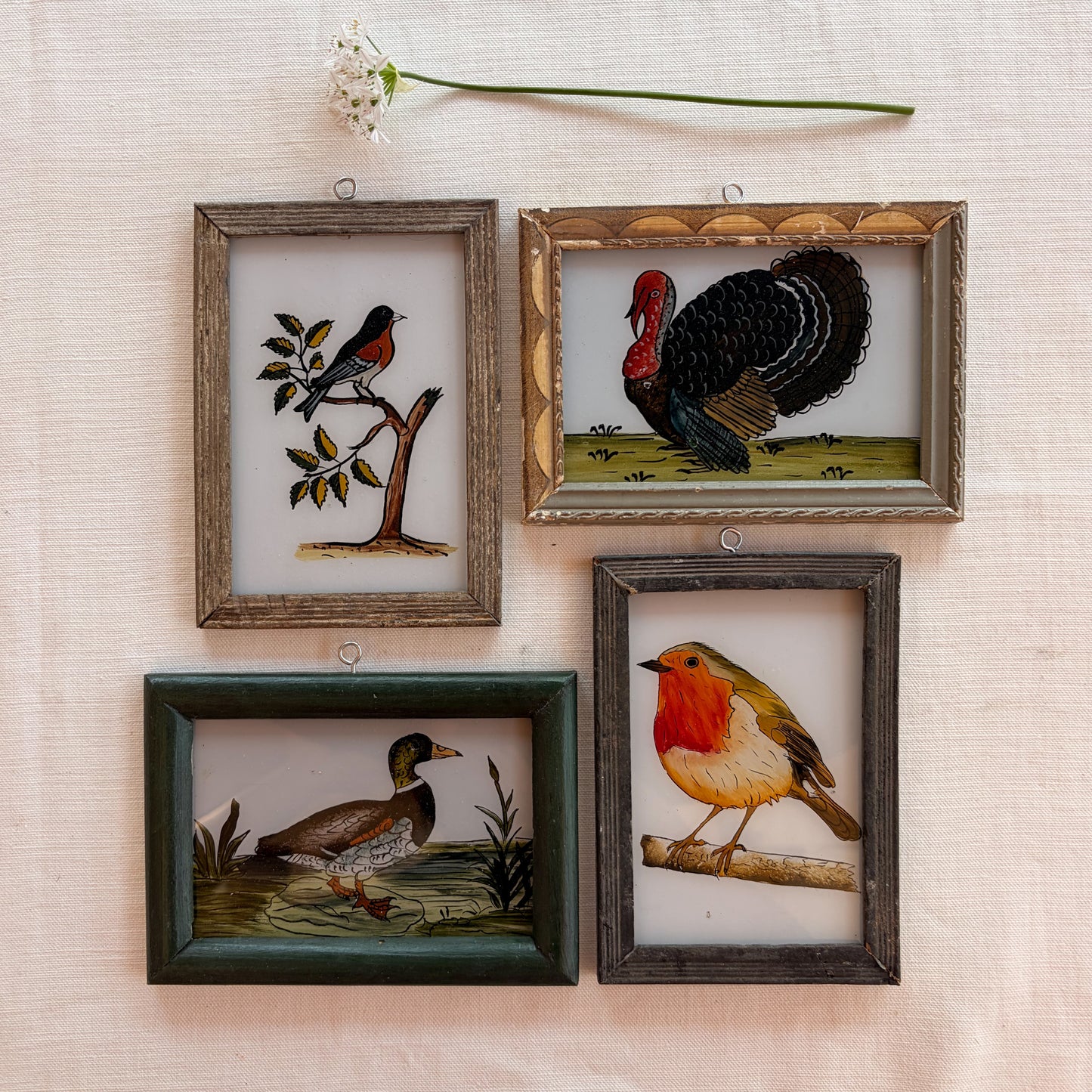 Small Indian Glass Painting Collection x 4