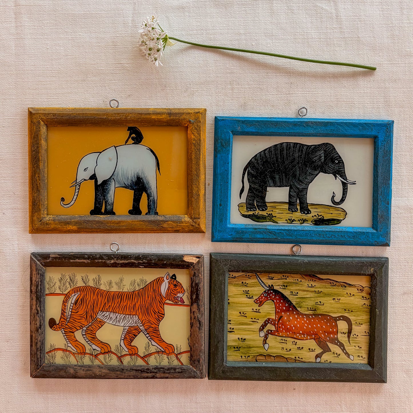 Small Indian Glass Painting Collection x 4