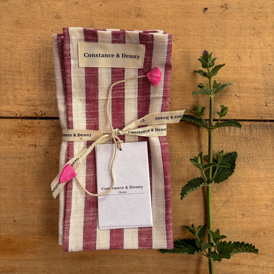 NEW WOVEN CLAY STRIPE set of 4 cotton napkins