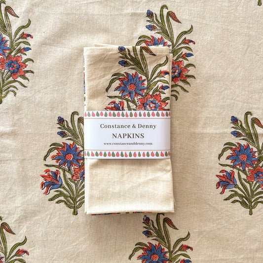 NEW CORAL FLOWER set of 4 cotton napkins