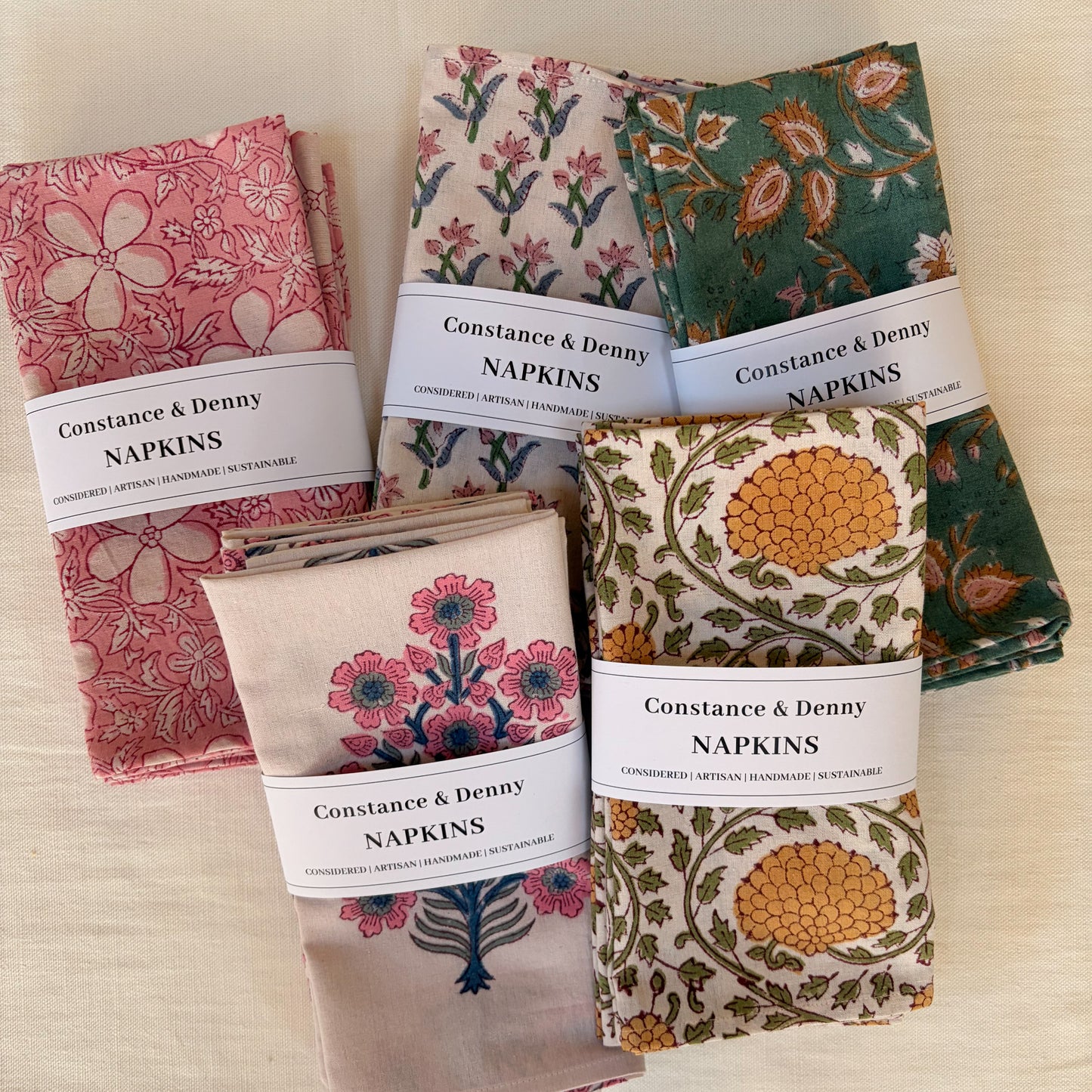 NEW BOTANICAL TABLE FOREST set of 4 cotton napkins