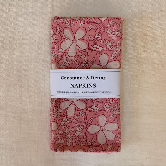 NEW BOTANICAL TABLE ROSE set of 4 cotton napkins