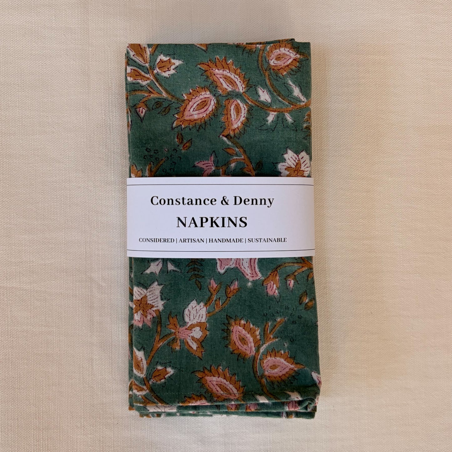 NEW BOTANICAL TABLE FOREST set of 4 cotton napkins
