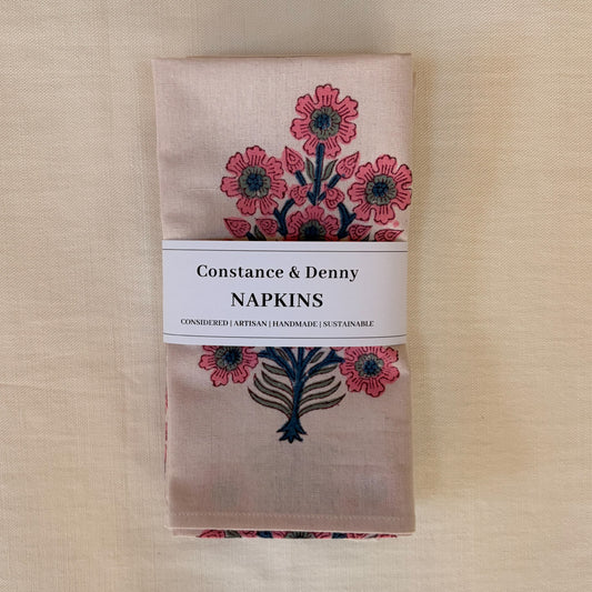 NEW BOTANICAL TABLE PETAL set of 4 cotton napkins