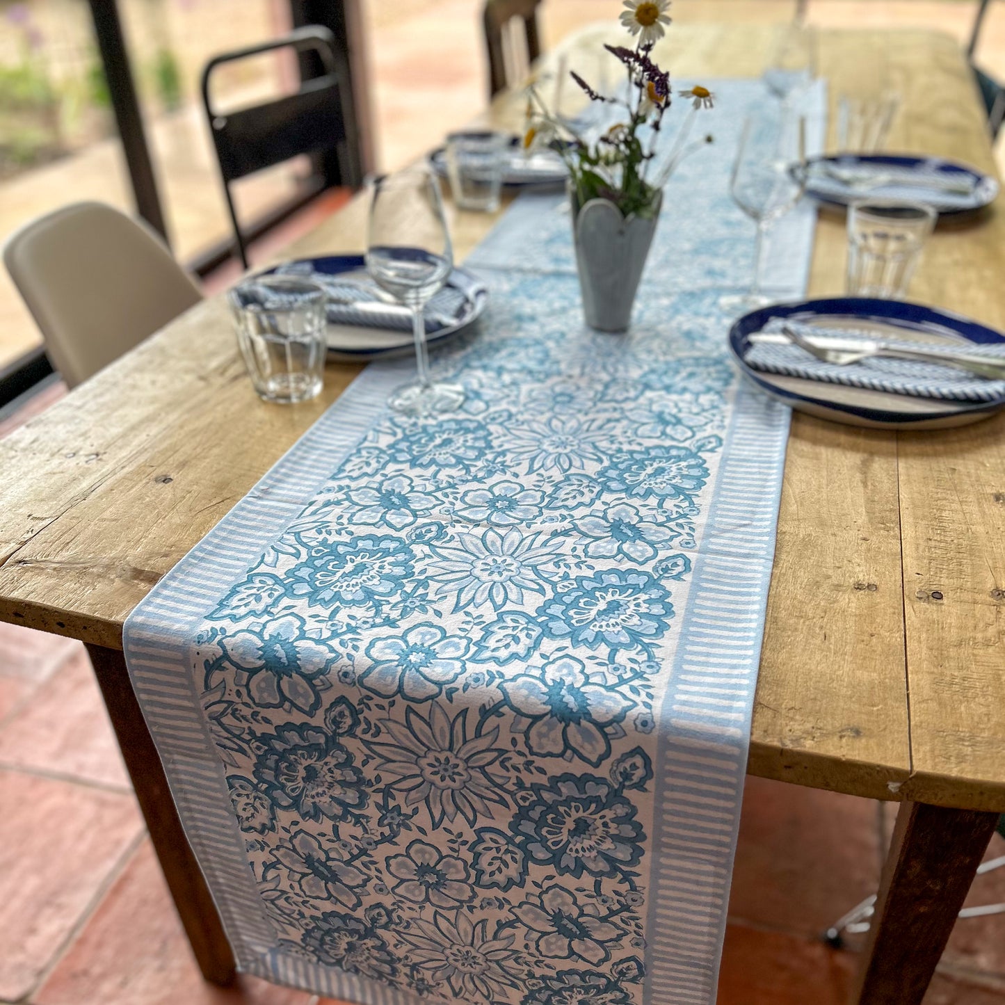 MEADOW hand block printed runner - 3 colours