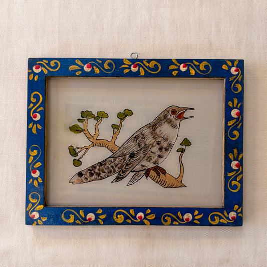INDIAN GLASS PAINTING BIRD 