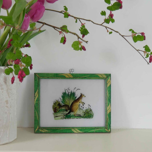 KANGAROO GREEN FRAME Indian glass painting